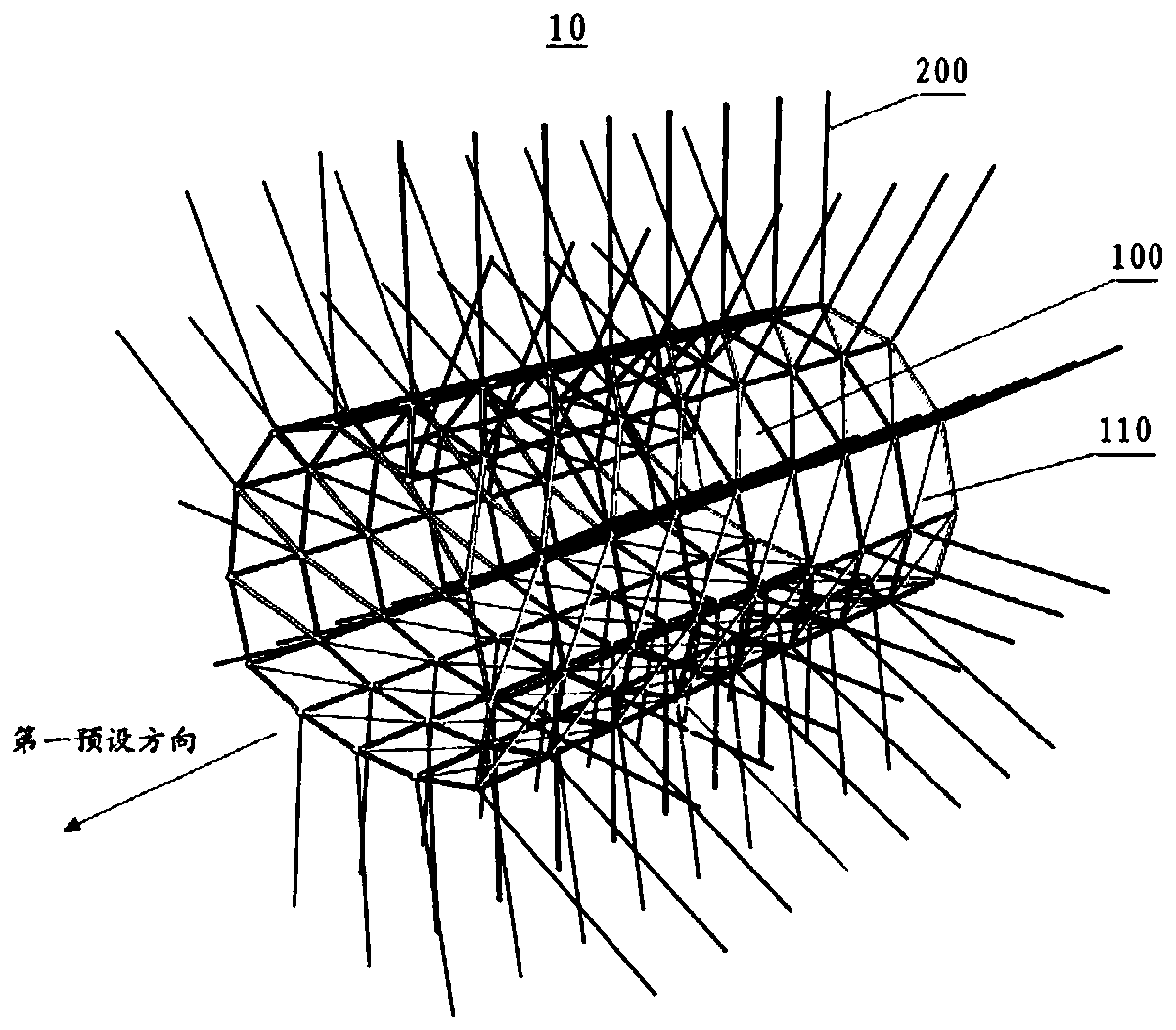 Initial support structure, tunnel and tunnel support construction method of space reticulated shell type anchor shotcrete