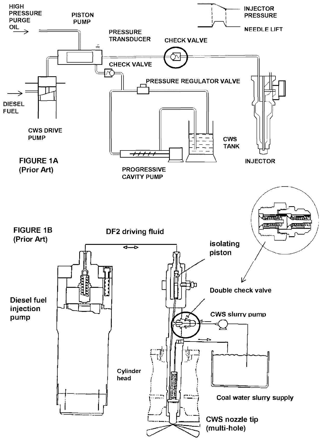Injector arrangement for diesel engines using slurry or emulsion fuels
