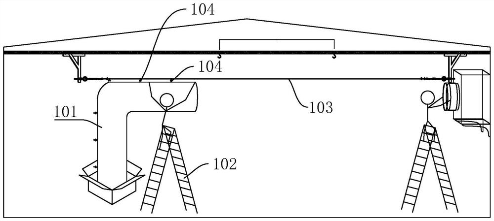 Automatic climbing frame system for bag duct installation