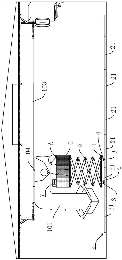 Automatic climbing frame system for bag duct installation