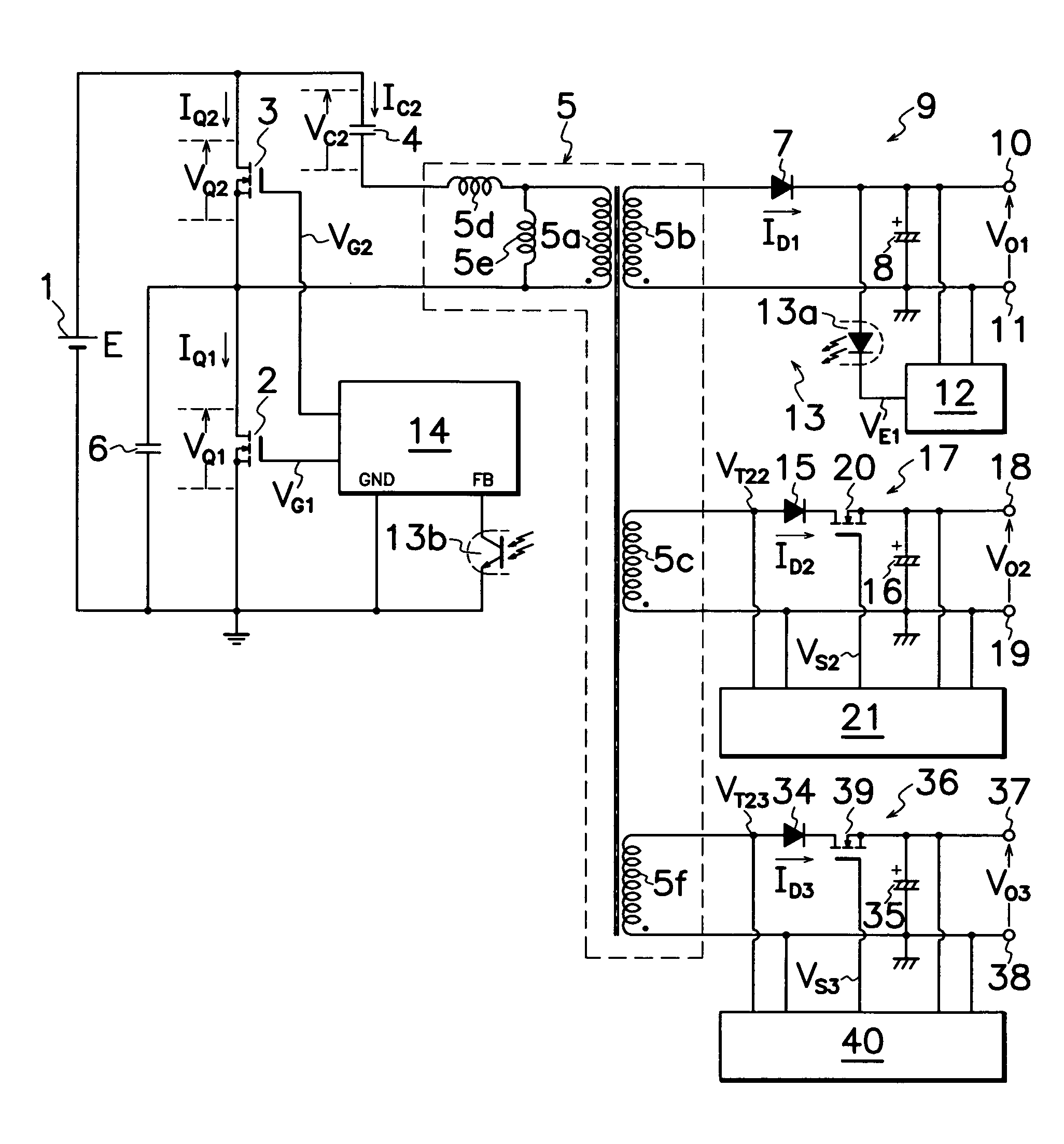 DC-DC converter of multi-output type