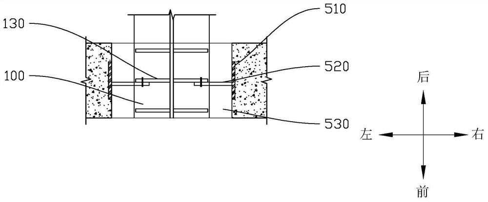 Installation and construction method for steel beams on shear wall