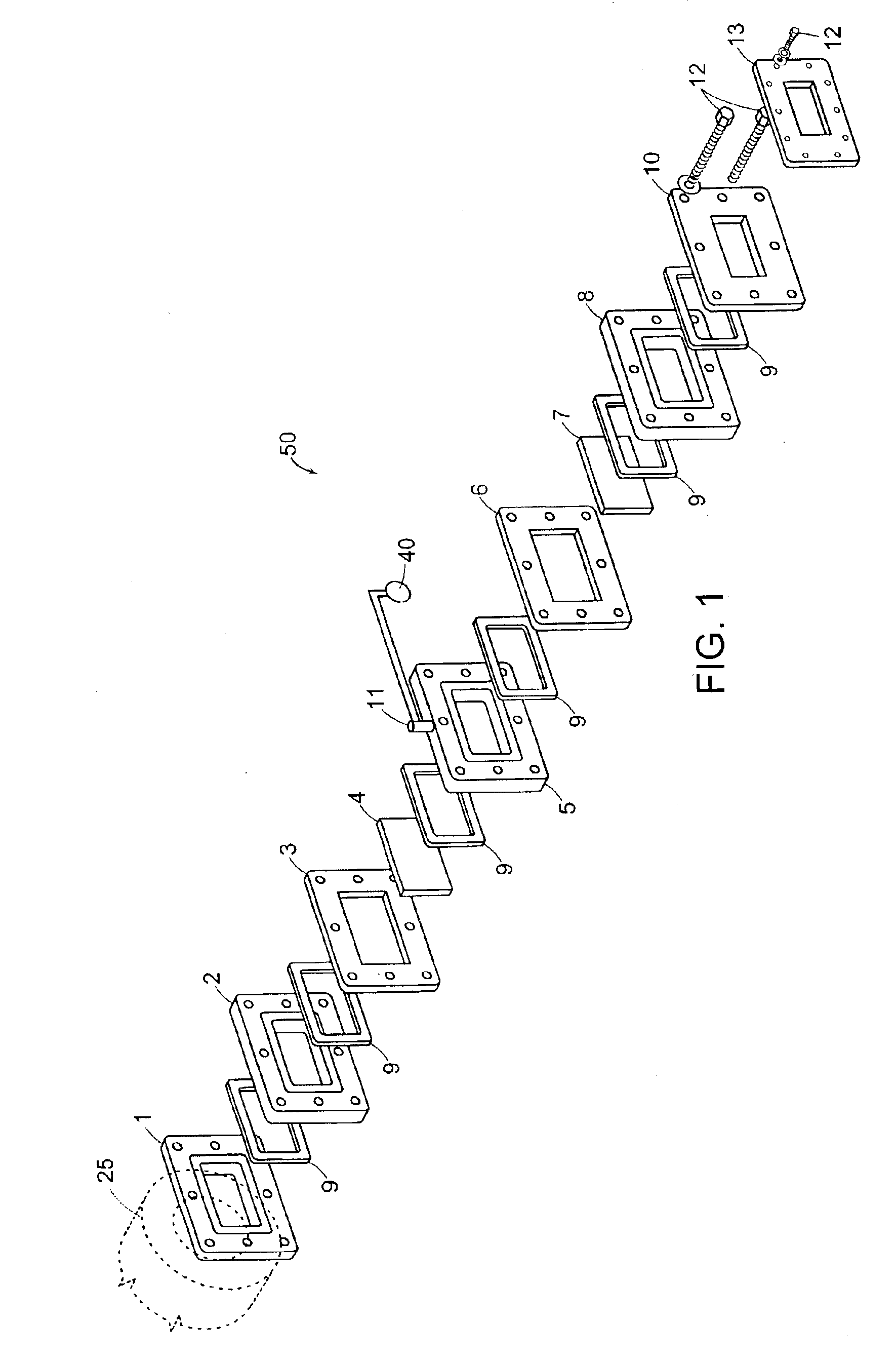 Device for transmitting electromagnetic waves through an aperture in a wall