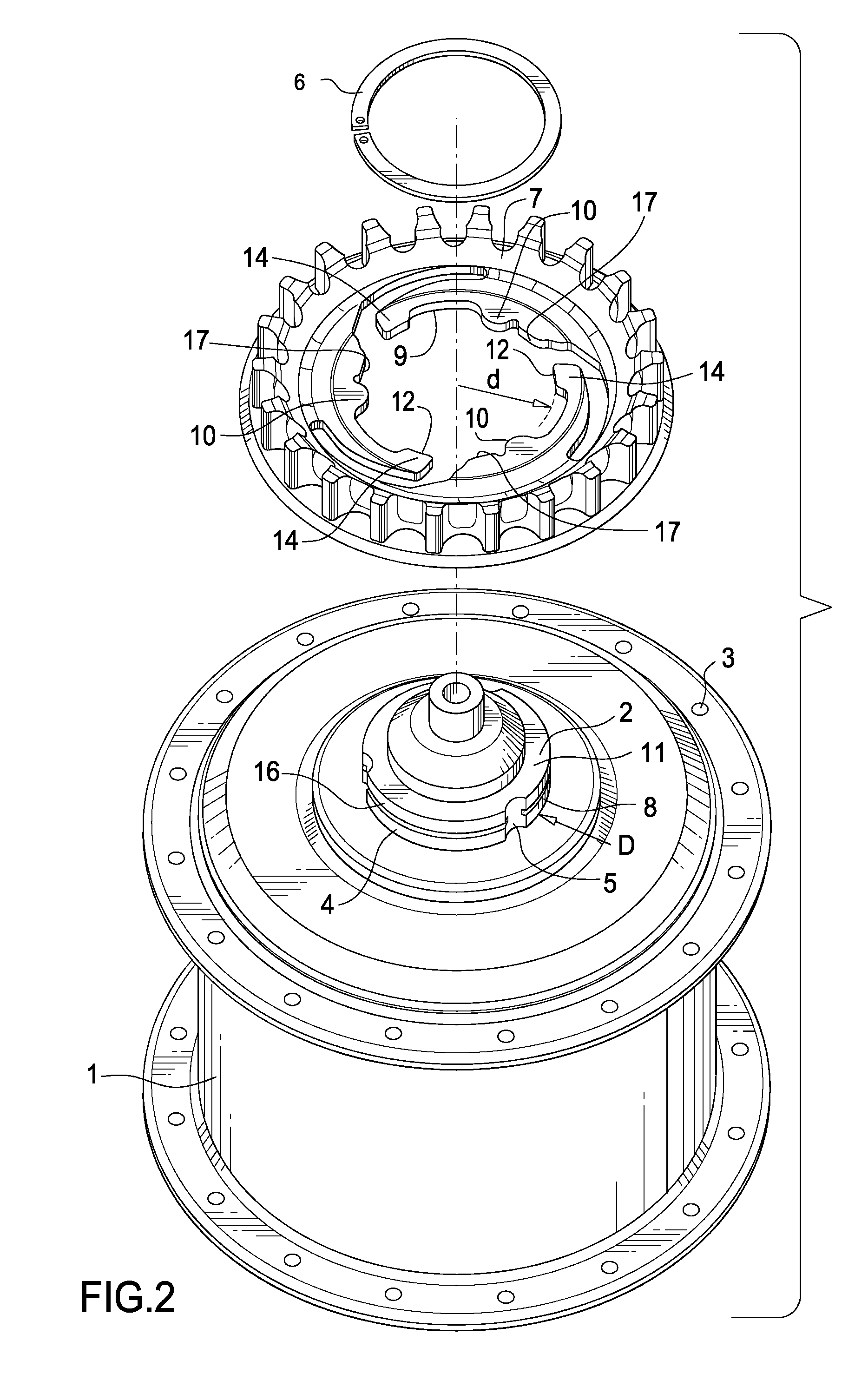 Toothed sprocket with elastic centering element