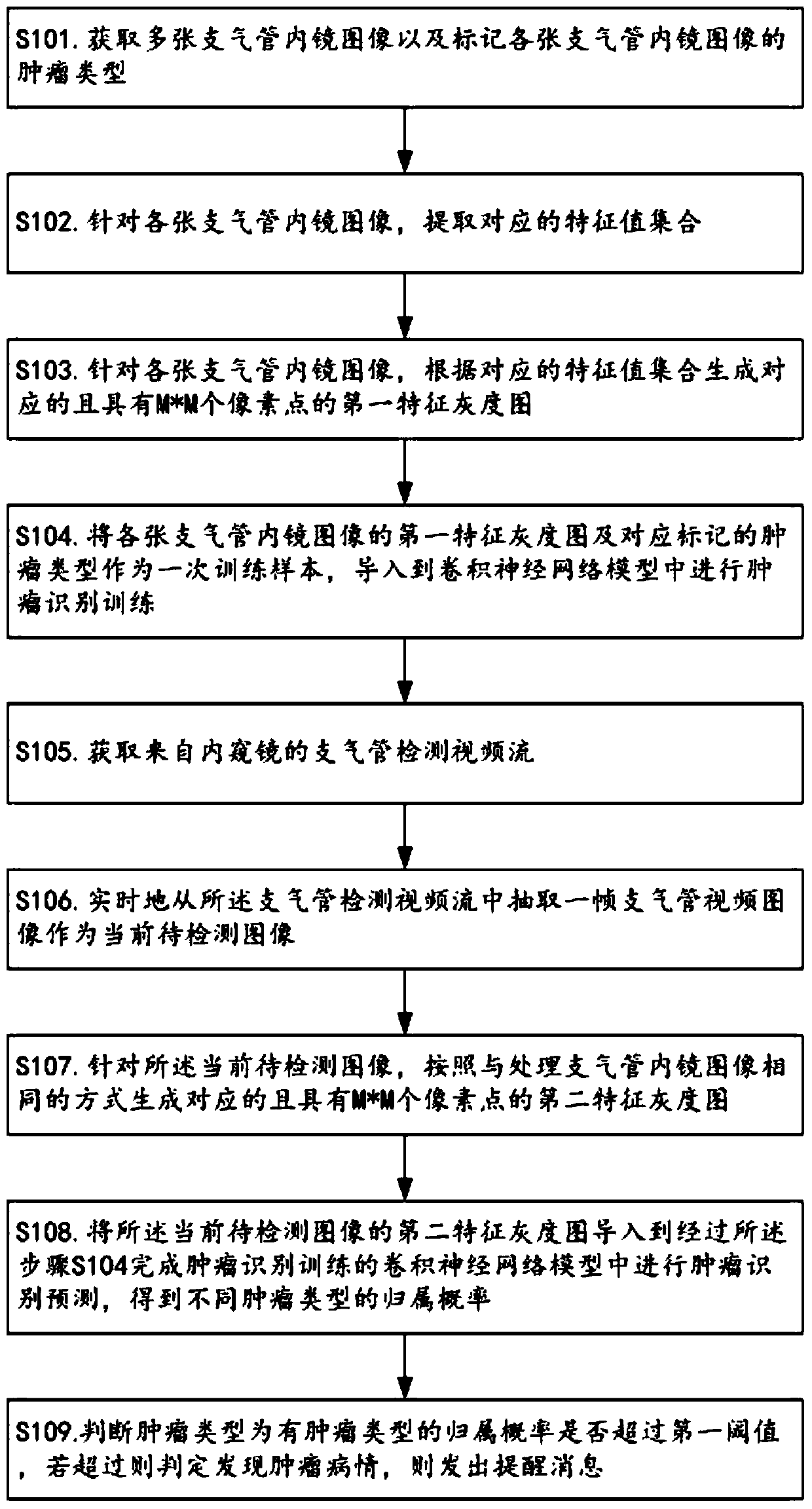 Endoscopic bronchial tumor automatic detection method and detection system