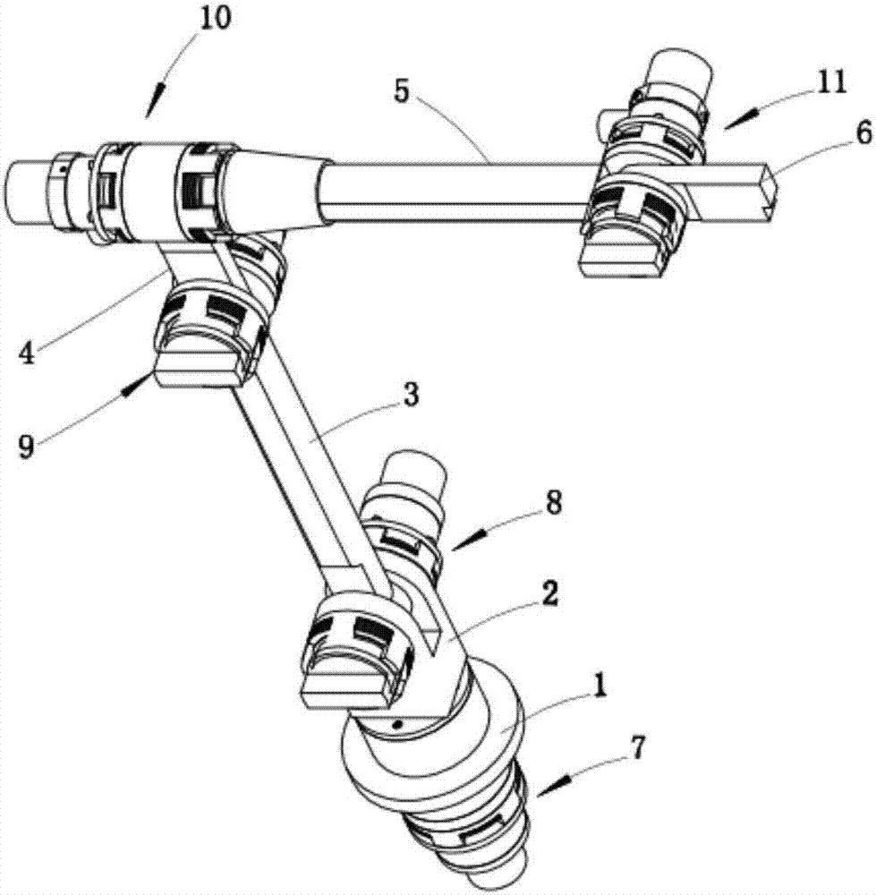 Space five-degree-of-freedom mechanical arm