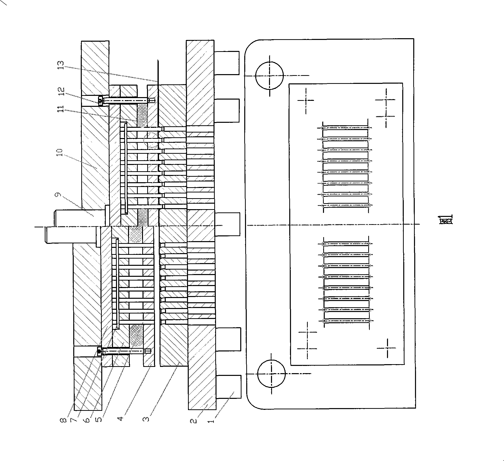 Forming die of porous flanging stamping procedure and forming method thereof