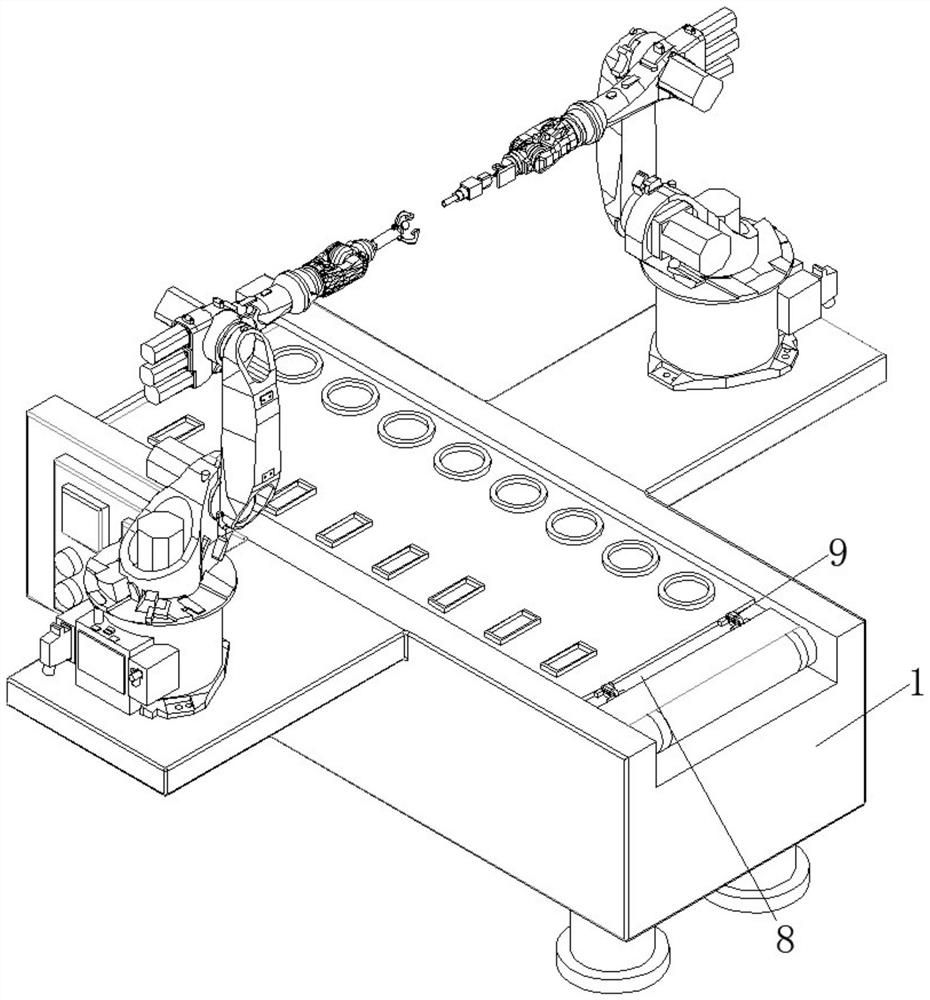 Double-station welding robot capable of achieving rapid and automatic feeding and using method of double-station welding robot