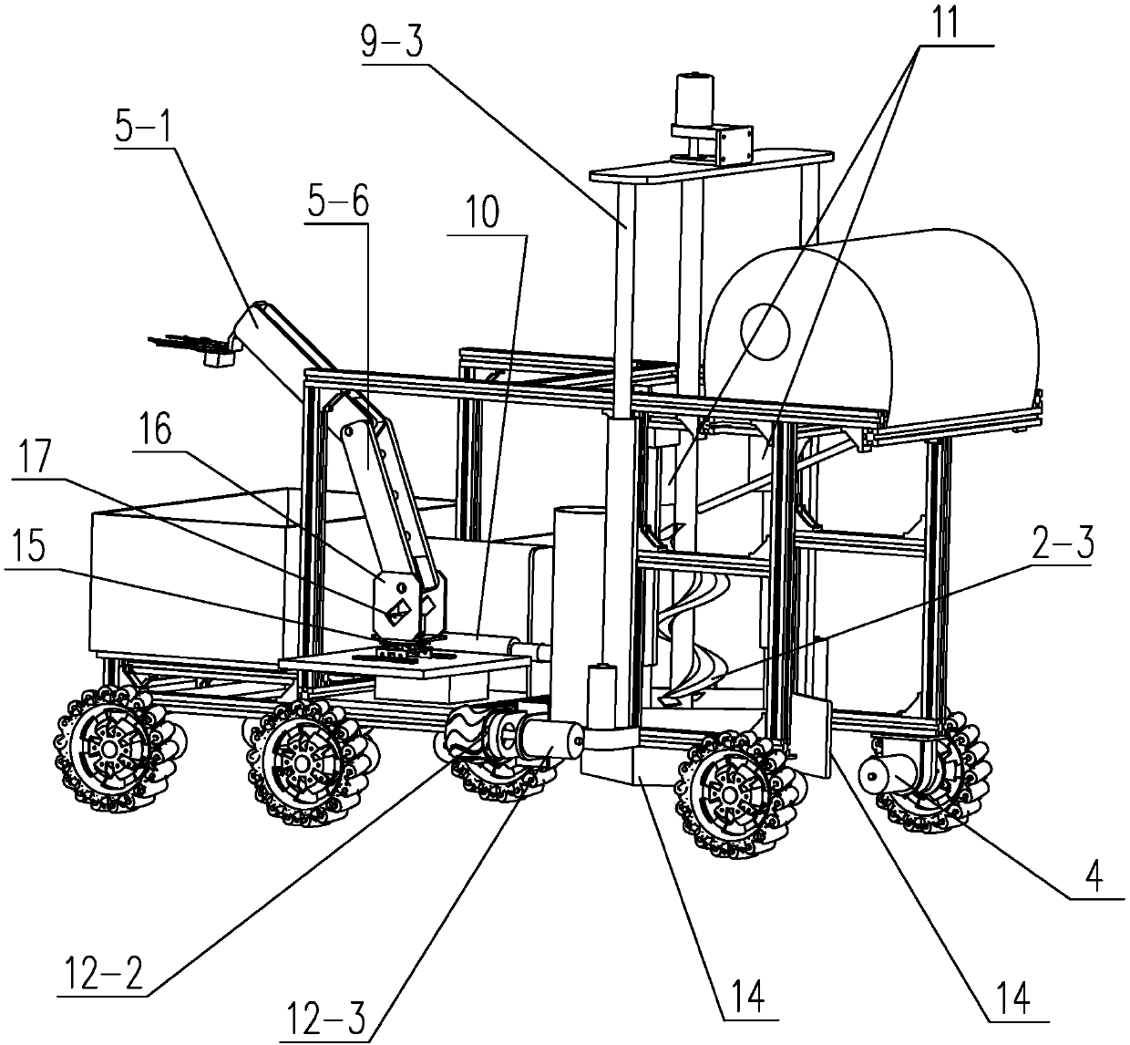 Full-automatic tree planting robot suitable for planting of single row