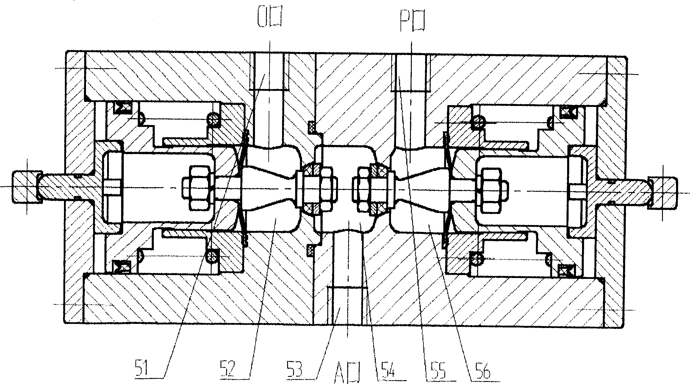 Three-position three-way hydraulic change valve