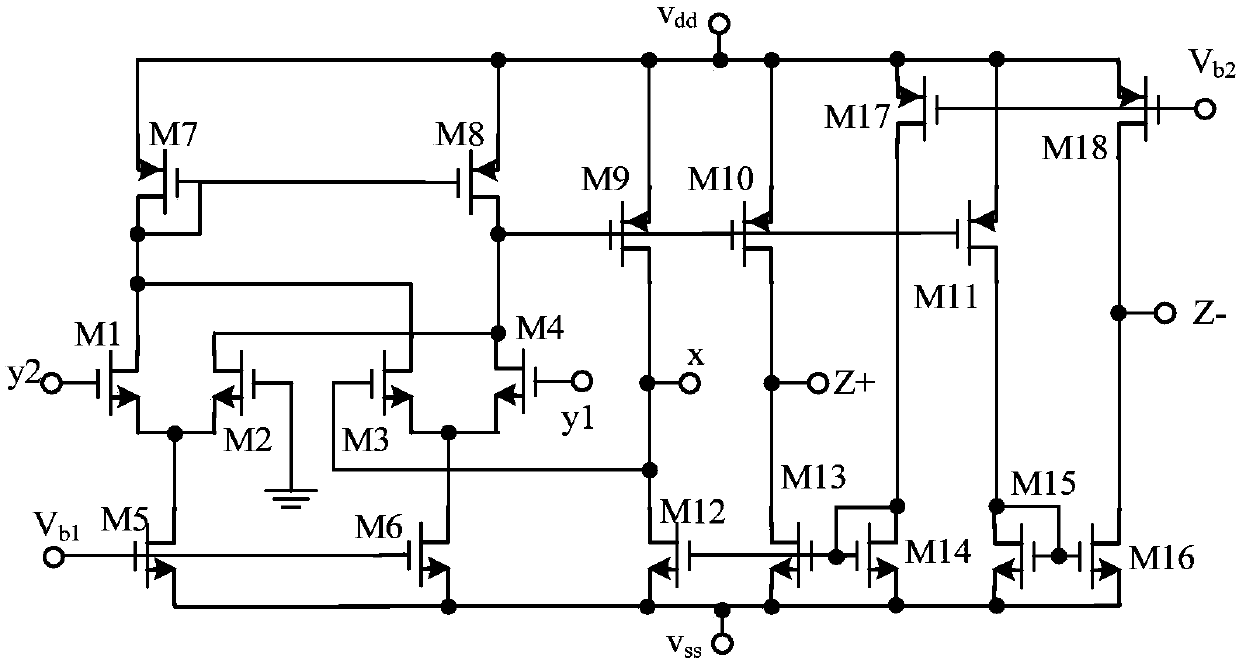 A differential voltage type current transmitter and a biquad filter circuit including the same