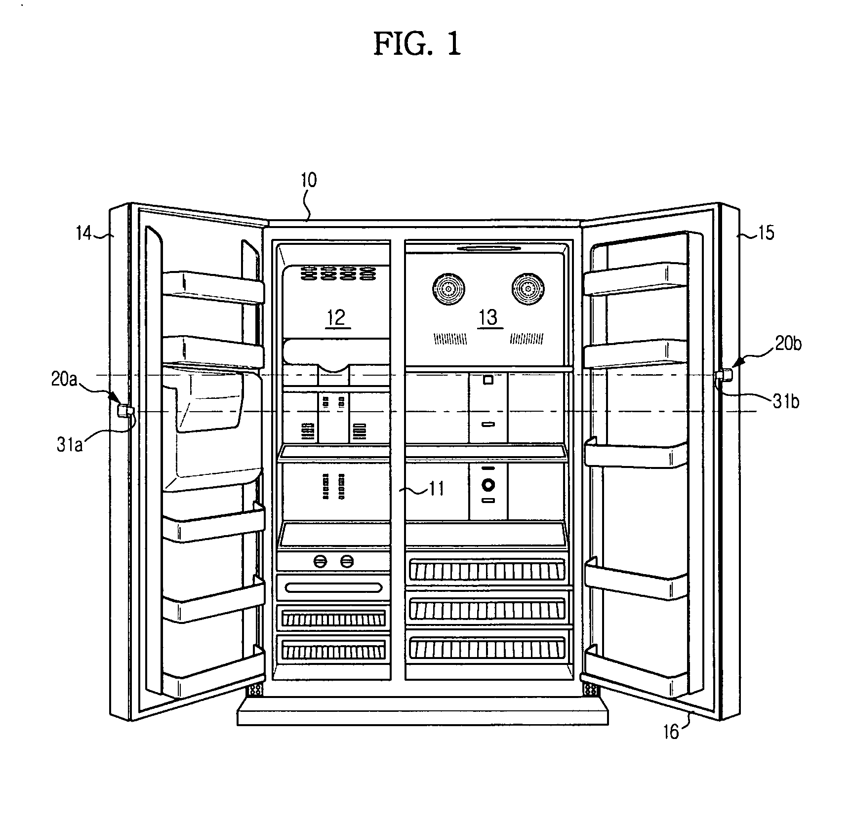 Opening device for refrigerator