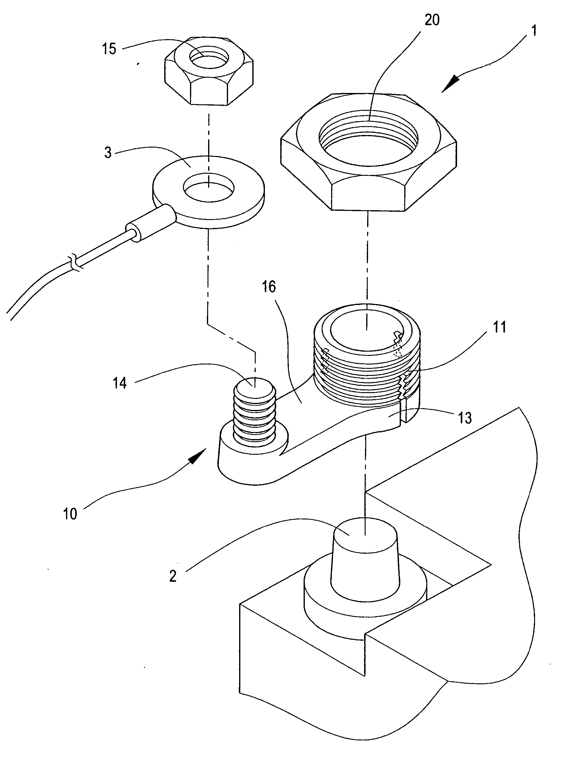 Car battery post fixing structure