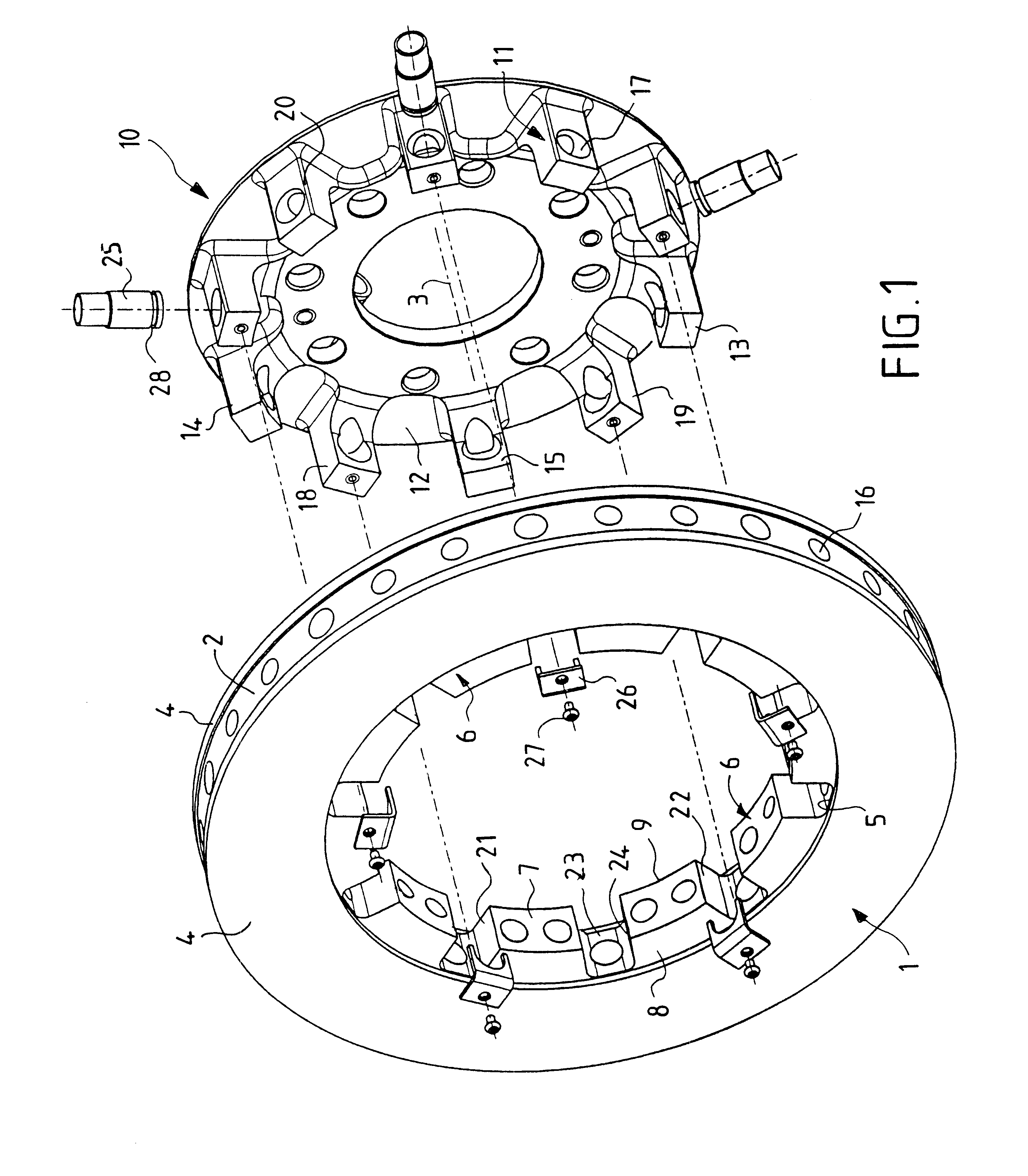 Device for fixing a ventilated brake disk axially on the hub of a motor vehicle wheel