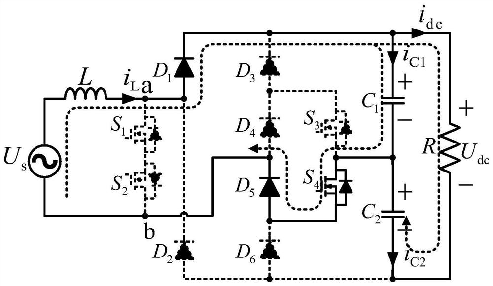 Multi-diode series connection type back-to-back bridgeless three-level rectifier