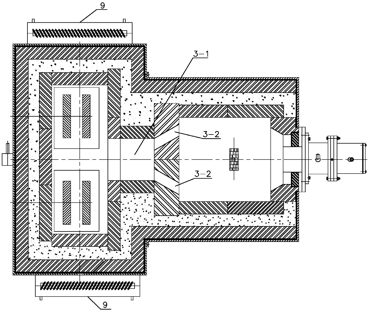Large-diameter high-purity oxygen-free copper cast blank horizontal continuous casting process and connected furnace