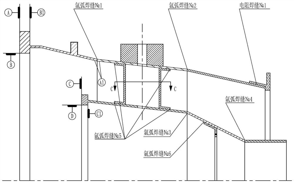 Welding method of aero-engine exhaust casing