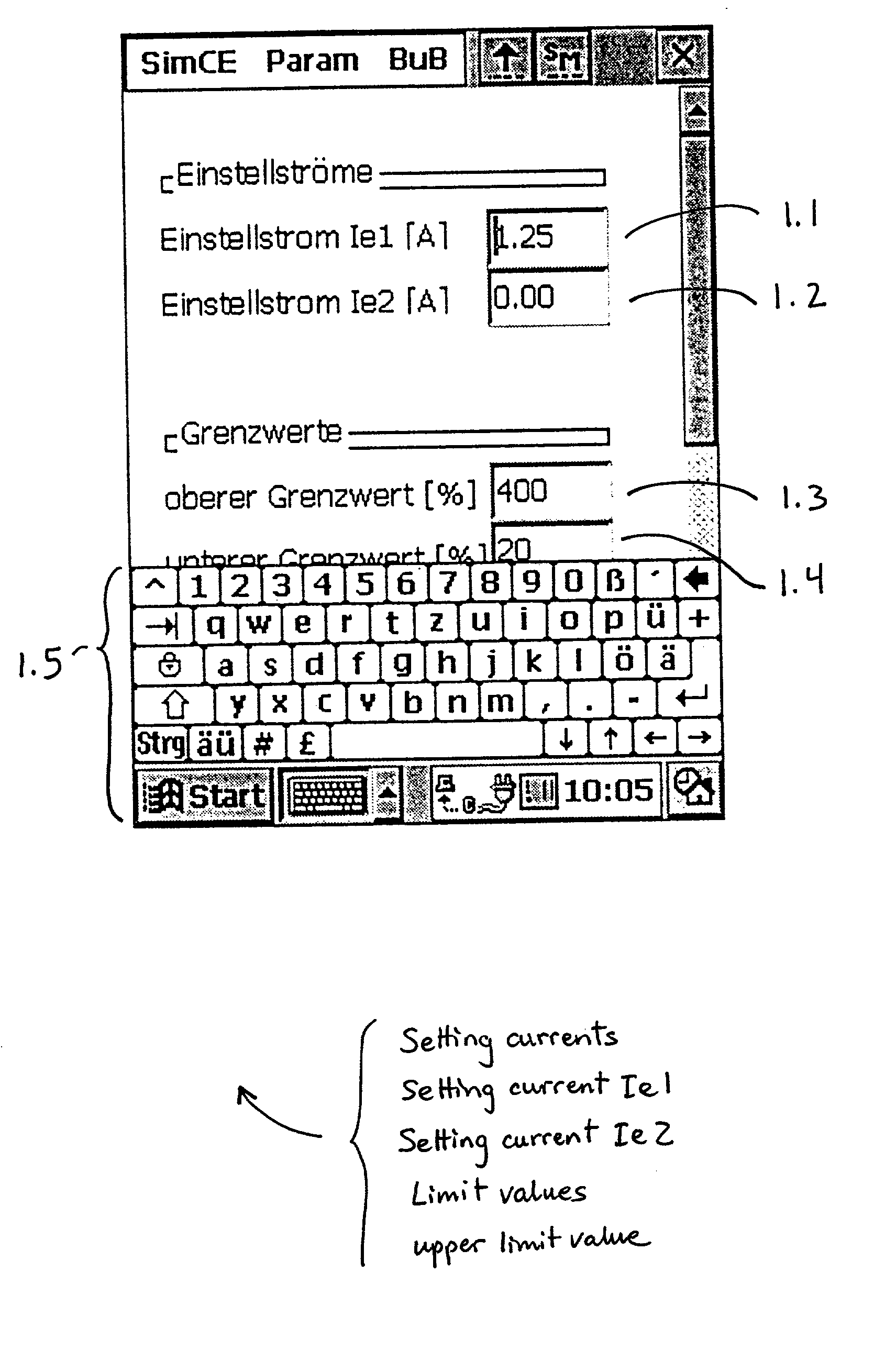 Interactive input with limit-value monitoring and on-line help for a palmtop device