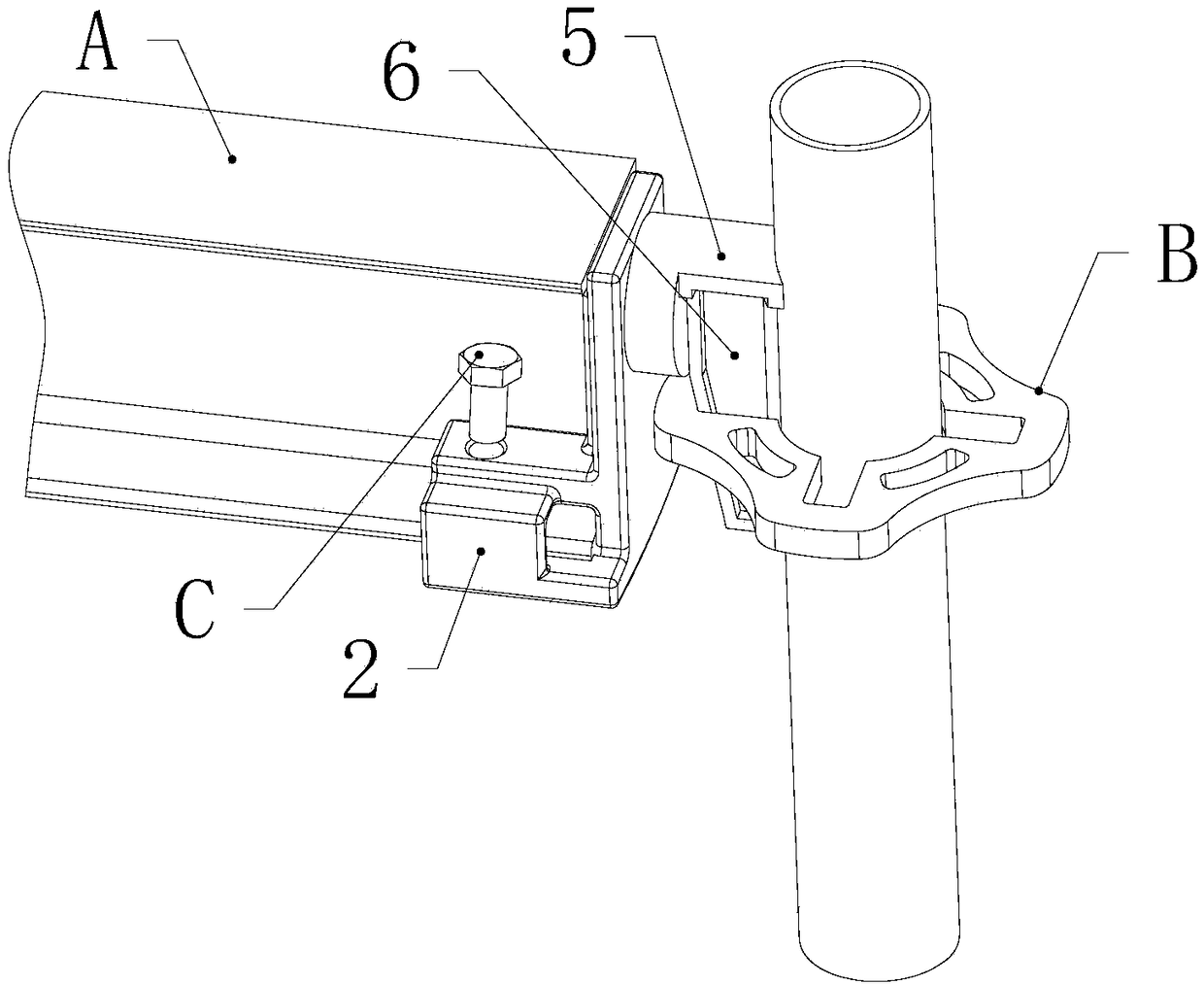 Wheel buckle type scaffold combined connection fixing device