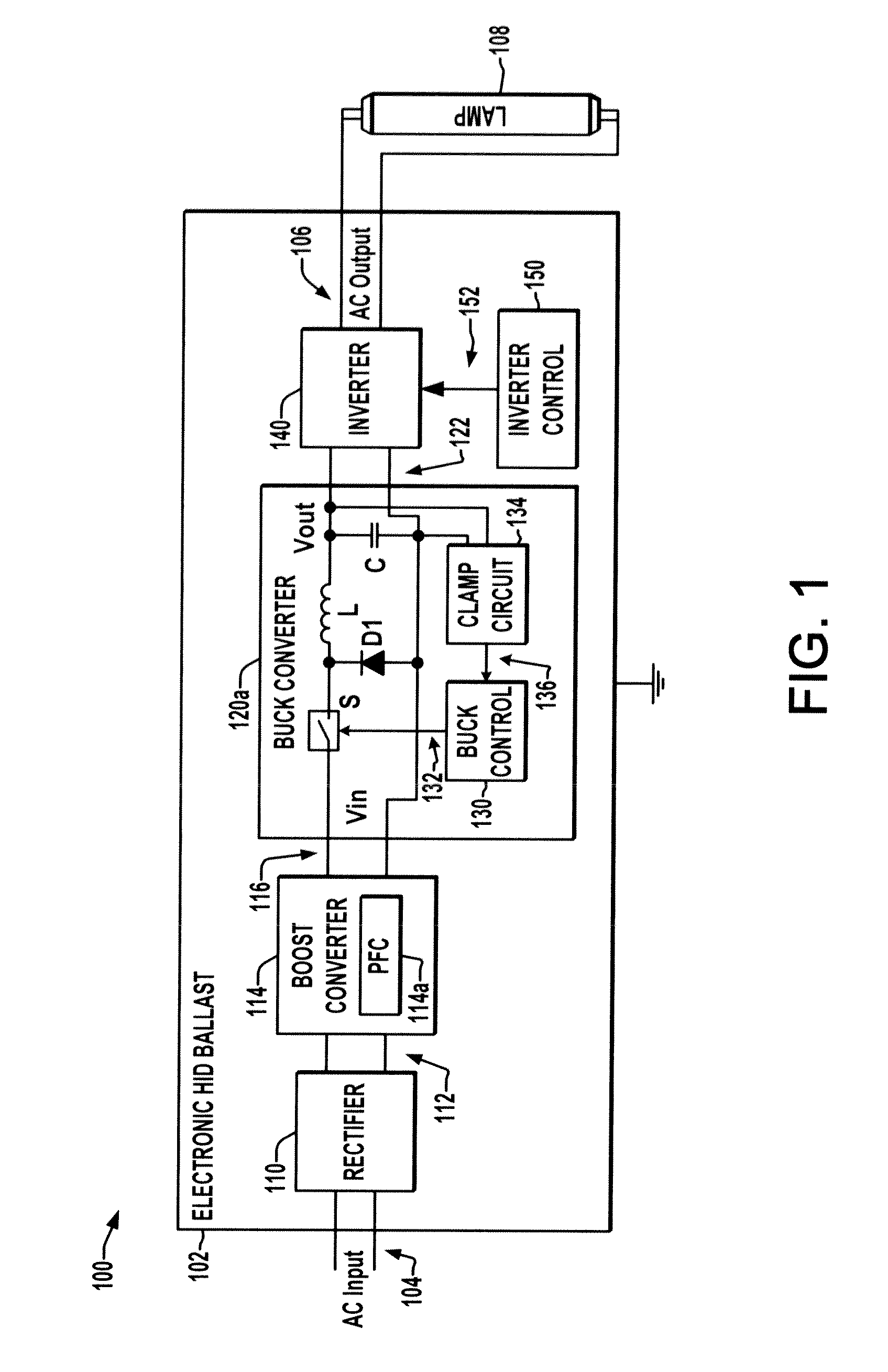 Open circuit voltage clamp for electronic hid ballast