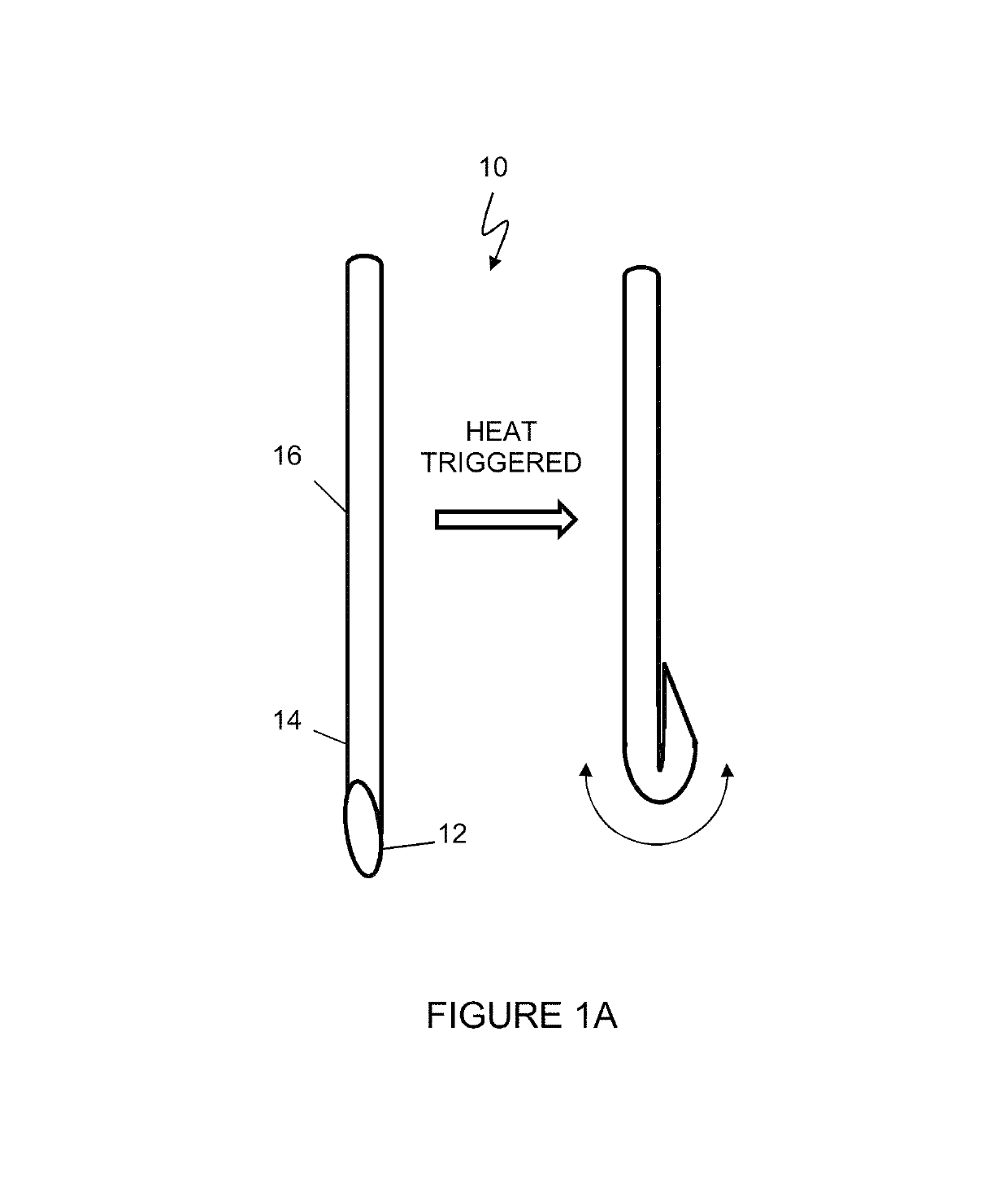 Heat-curling polymeric needle for safe disposal