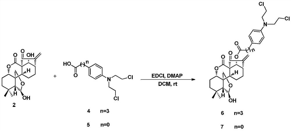 A kind of samiculin-type kaurane diterpene combined nitrogen mustard derivative and its preparation method and application
