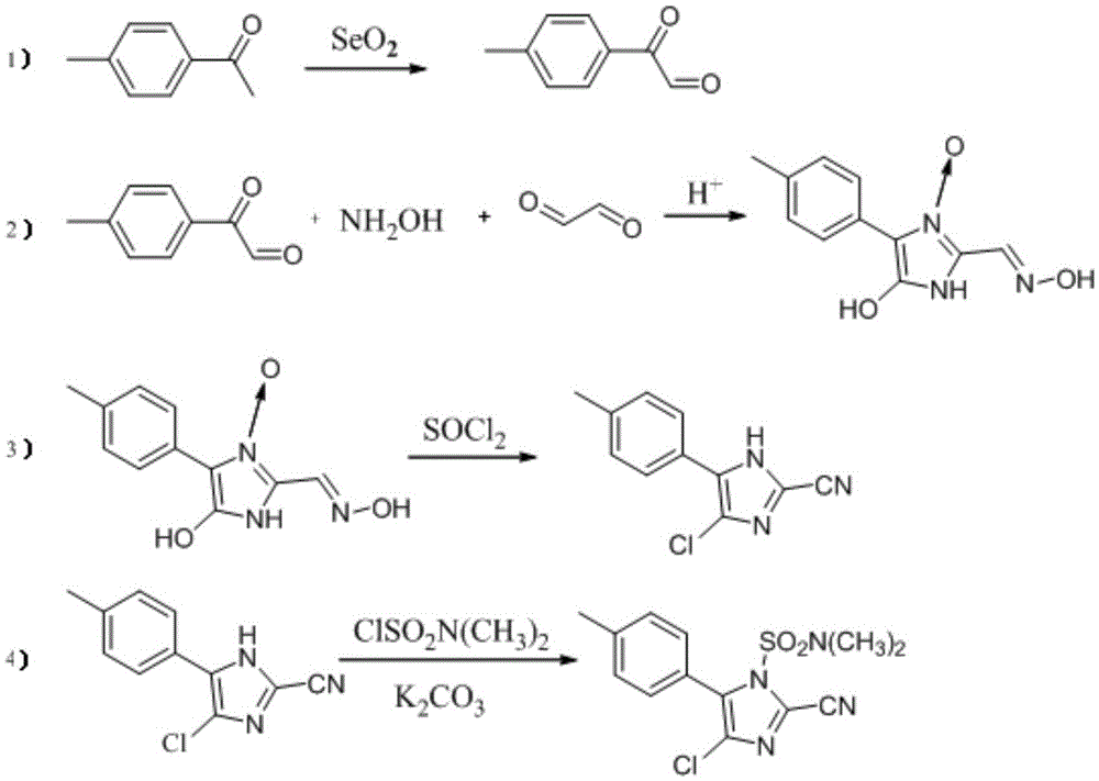 A kind of synthetic method of 4-chloro-2-cyano-n,n-dimethyl-5-(4'-methylphenyl)-1h-imidazole-1-sulfonamide