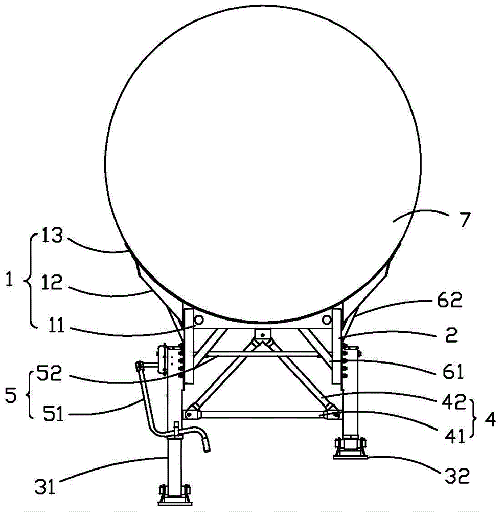 Tank truck support device