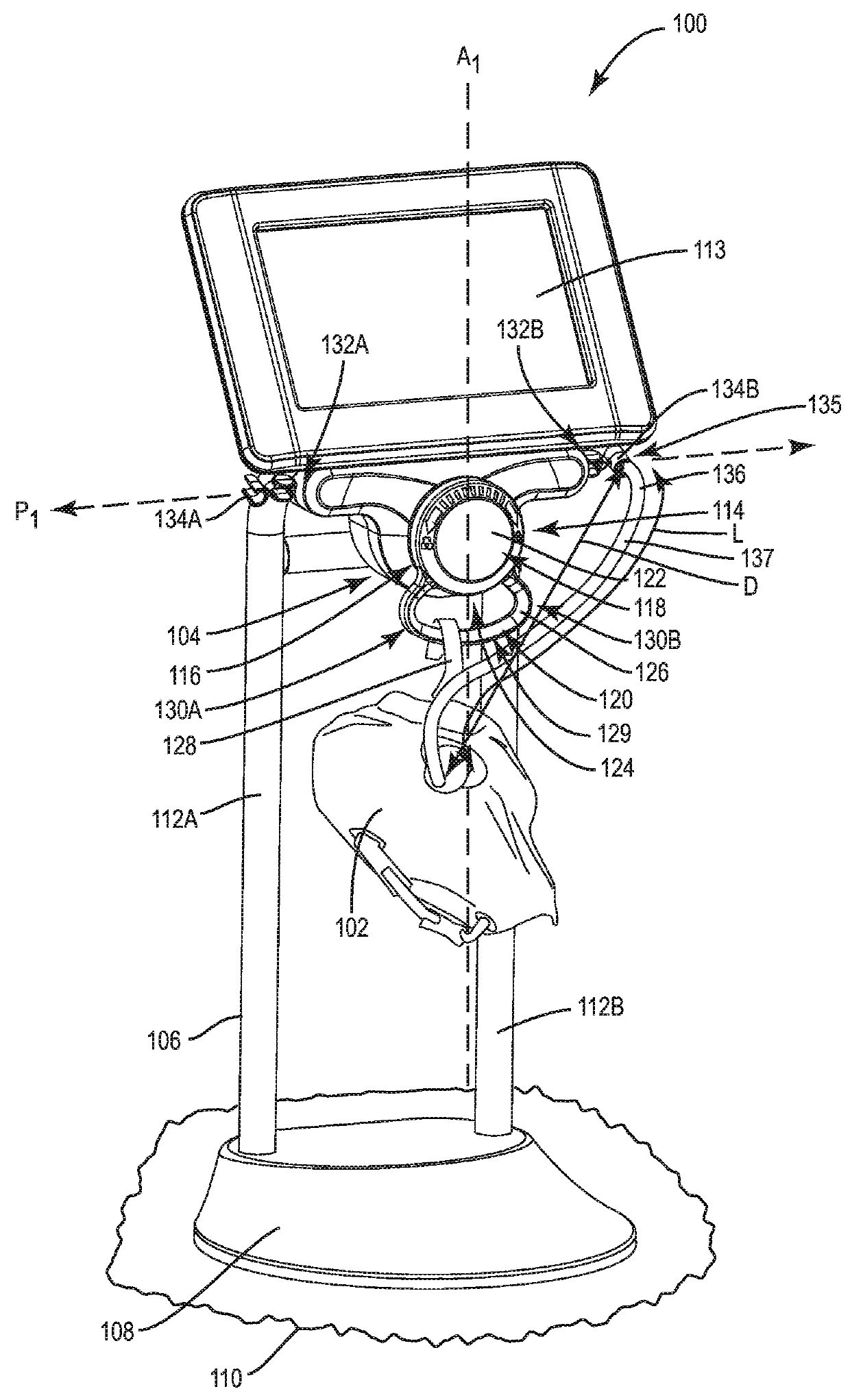 Fluid container measurement system employing load cell linkage member