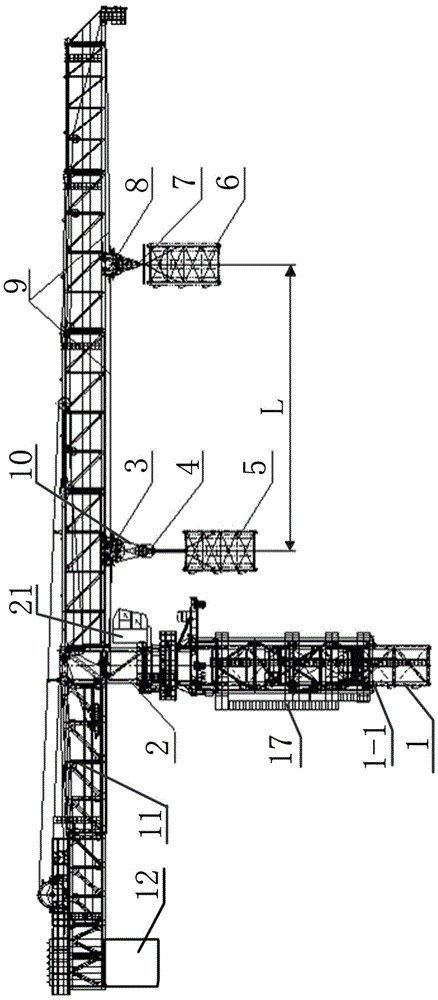 Standard knot lead-in device for self-lifting tower crane