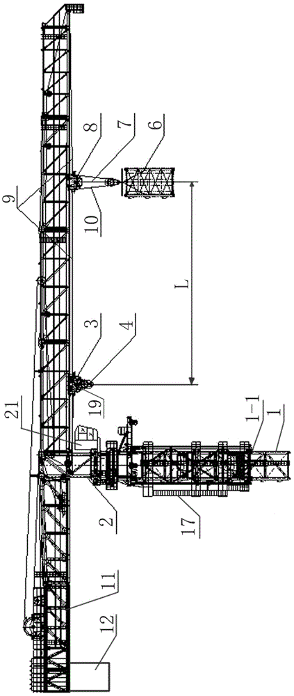 Standard knot lead-in device for self-lifting tower crane