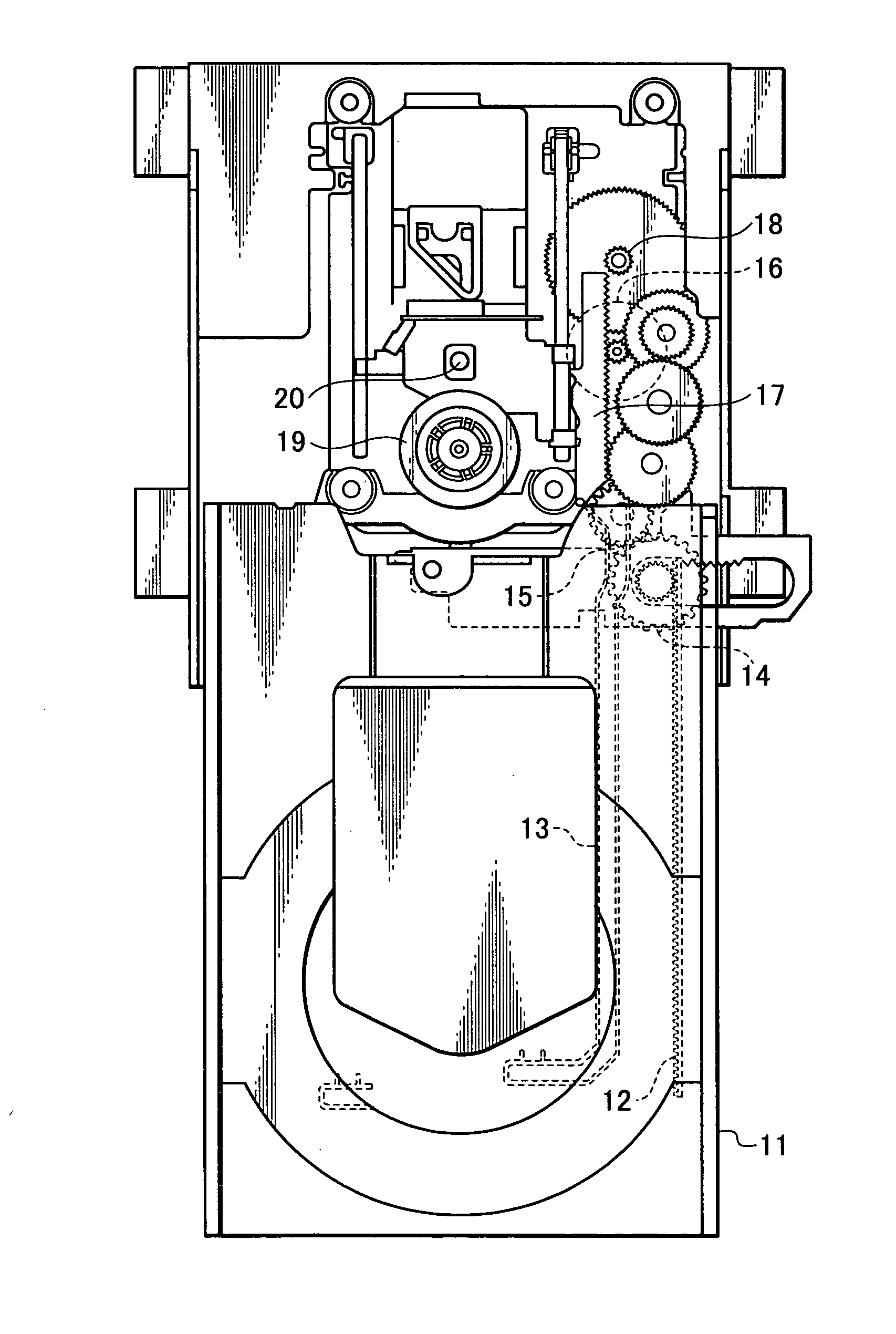 Electronic device provided with rack and pinion