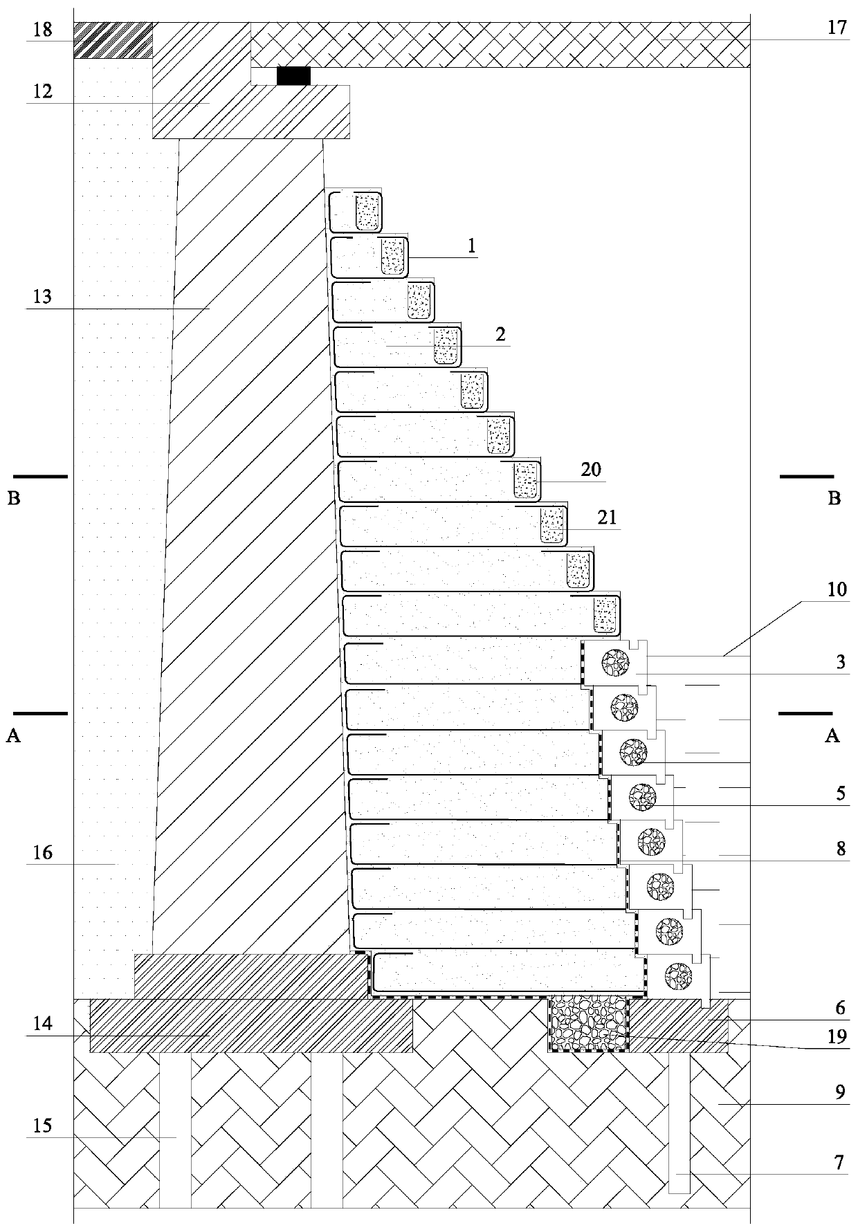 Ecological protection construction method of stepped 3D stiffened bridge abutment conical slope