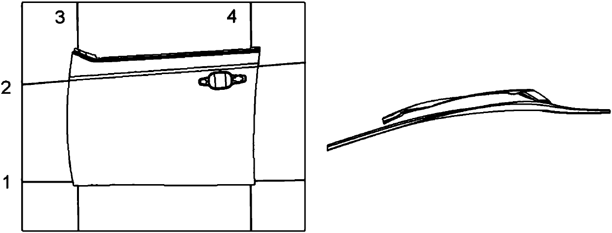 Aluminum automobile door panel drawing die and over-drawing method