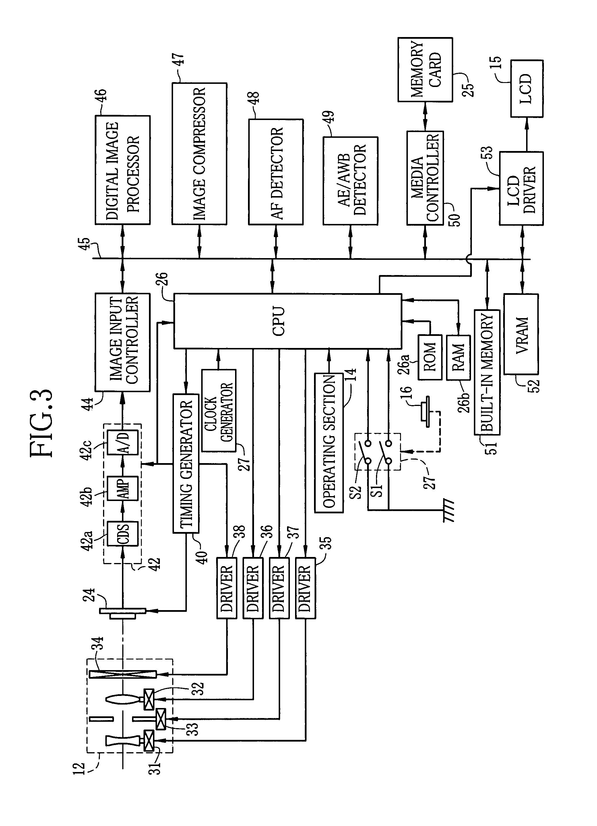 Imaging apparatus with memory for storing camera through image data