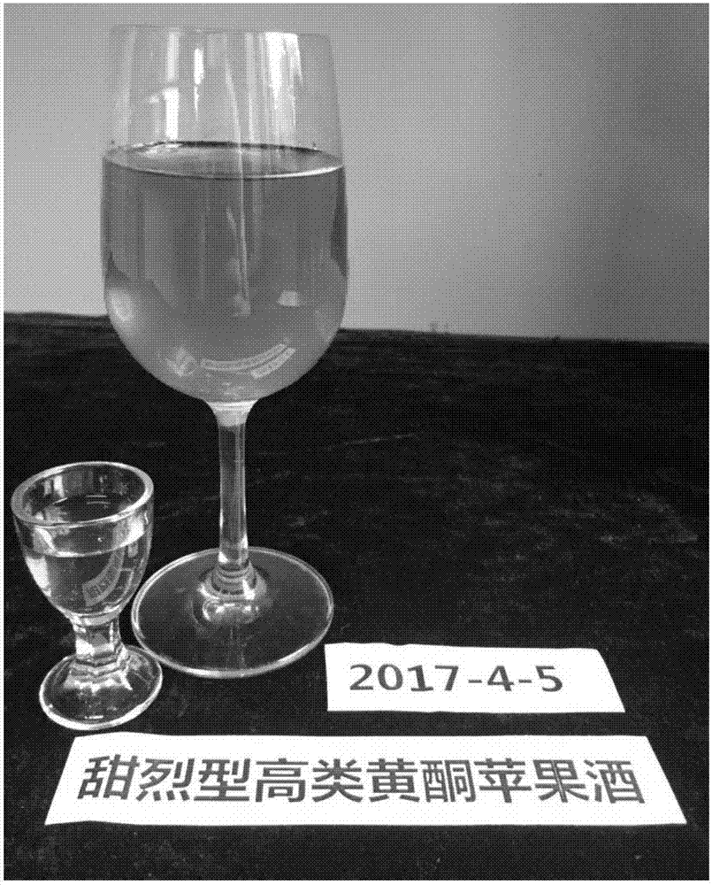 Sweet and strong high-flavonoid apple wine and preparation method for same