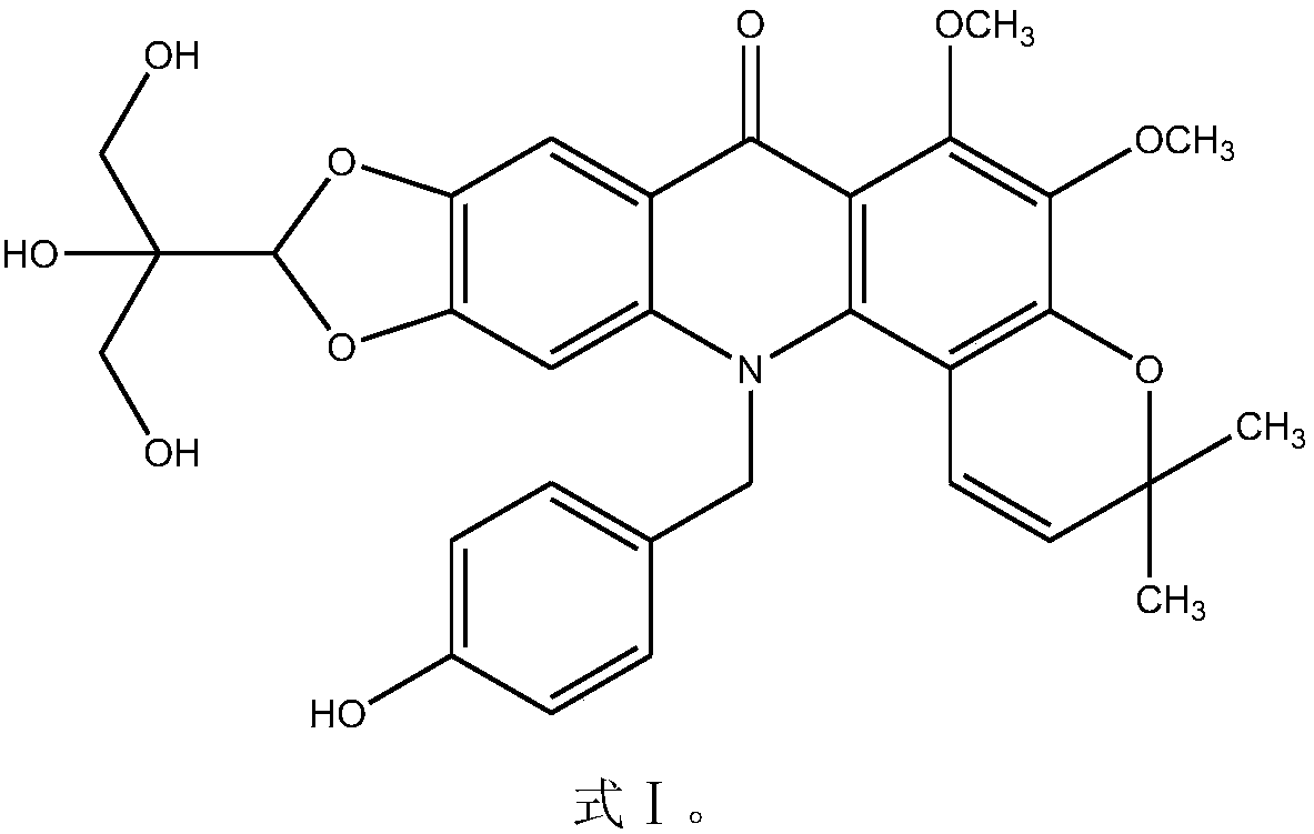 New N-benzyl acridone alkaloid as well as preparation method and use thereof