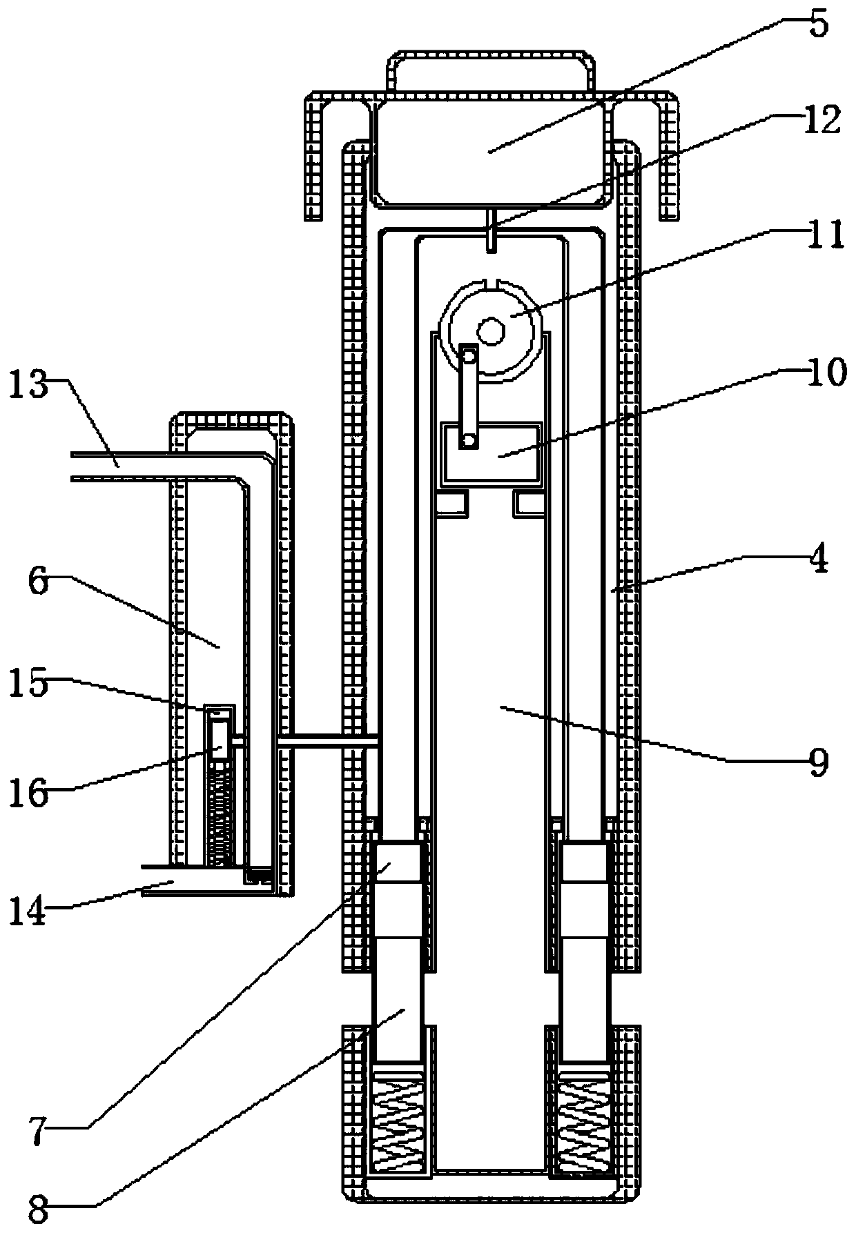 Device for detecting water yield of pipeline by utilizing water yield to drive air pressure change