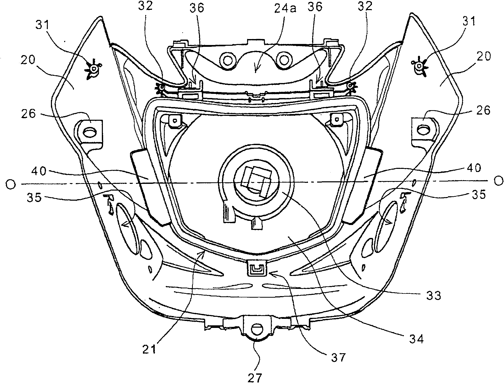 Head lamp device for motor bicycle