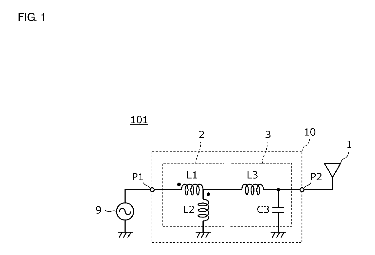 Antenna matching circuit, antenna device, and communication terminal apparatus