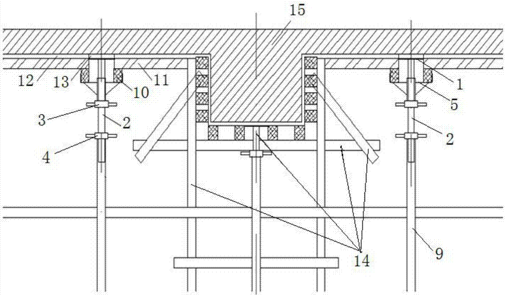Wood formwork early-dismantling supporting device and construction application method