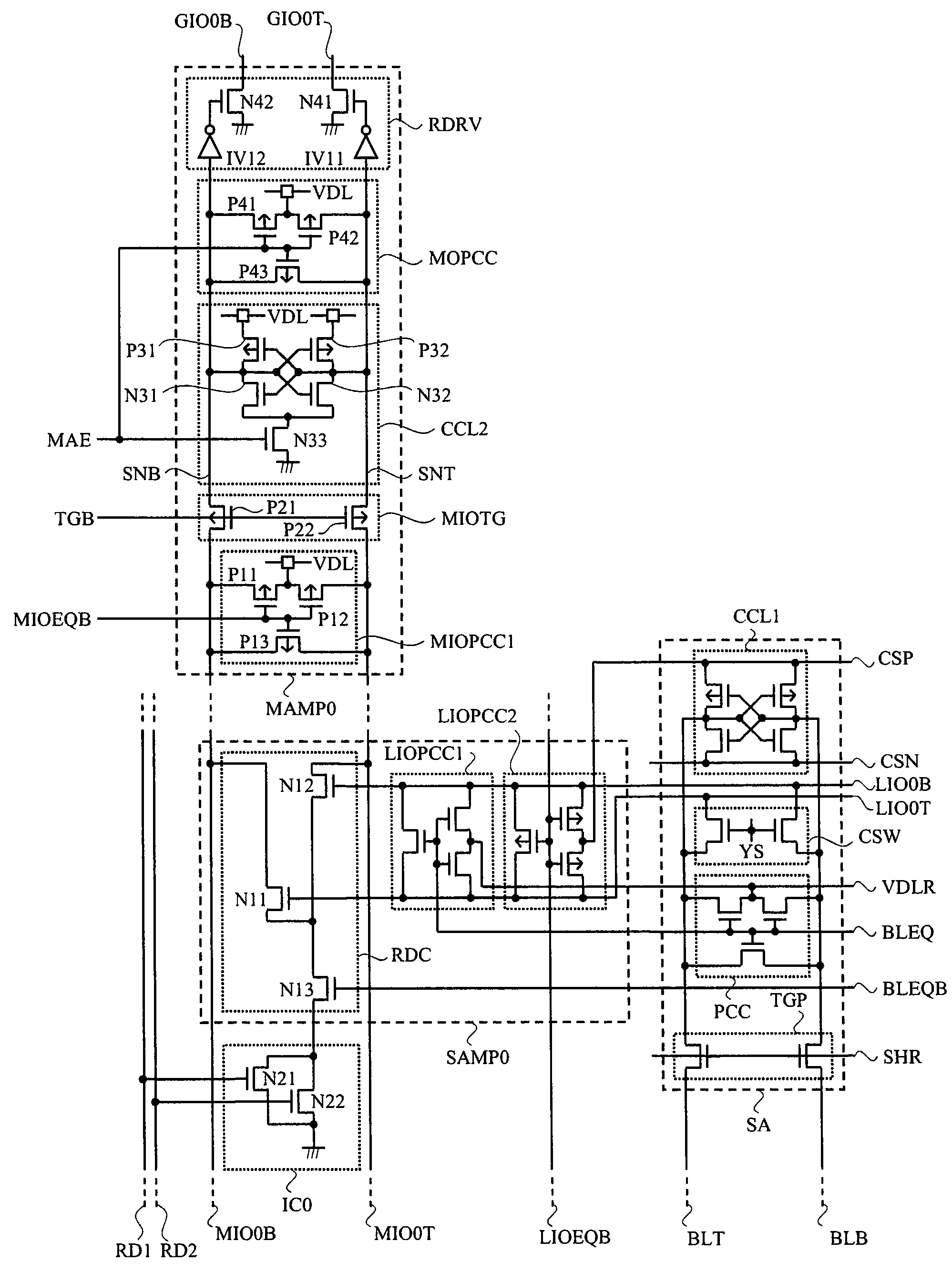 Semiconductor memory device with sub-amplifiers having a variable current source