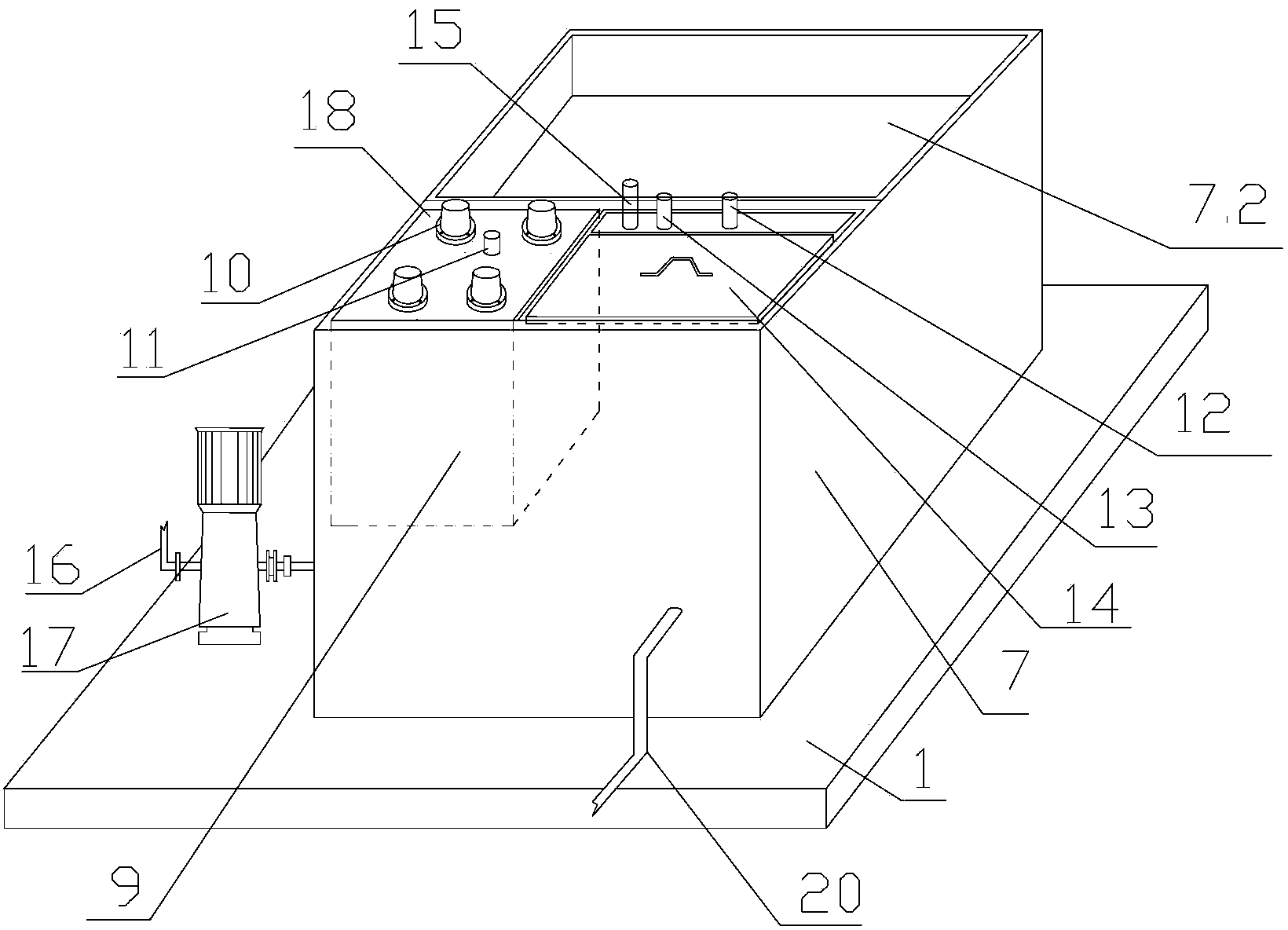 Coating pretreatment analog device with functions of tank leaching and sprinkling