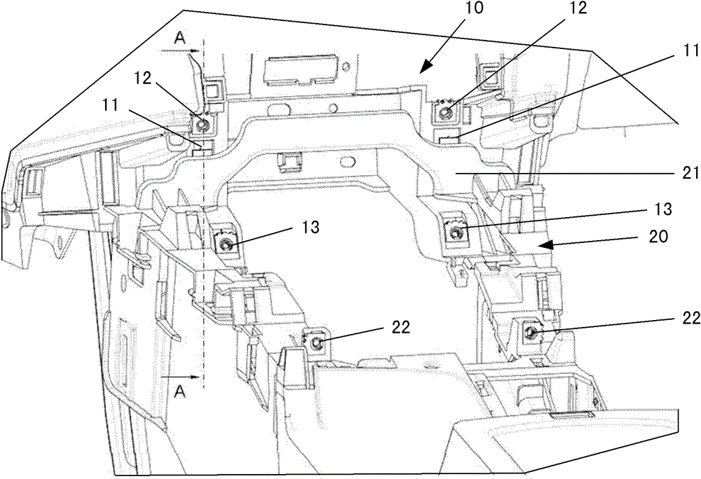 A flexible installation device and method for installing a main dashboard and a sub-dashboard of a vehicle