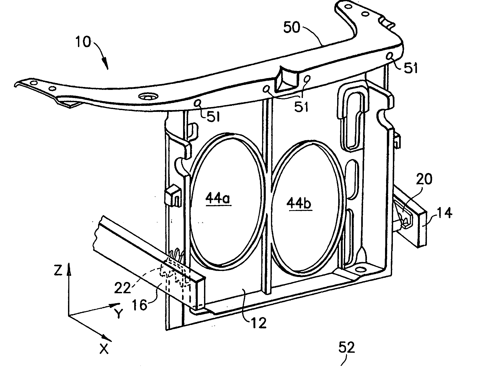 Structural carrier assembly for a motor vehicle