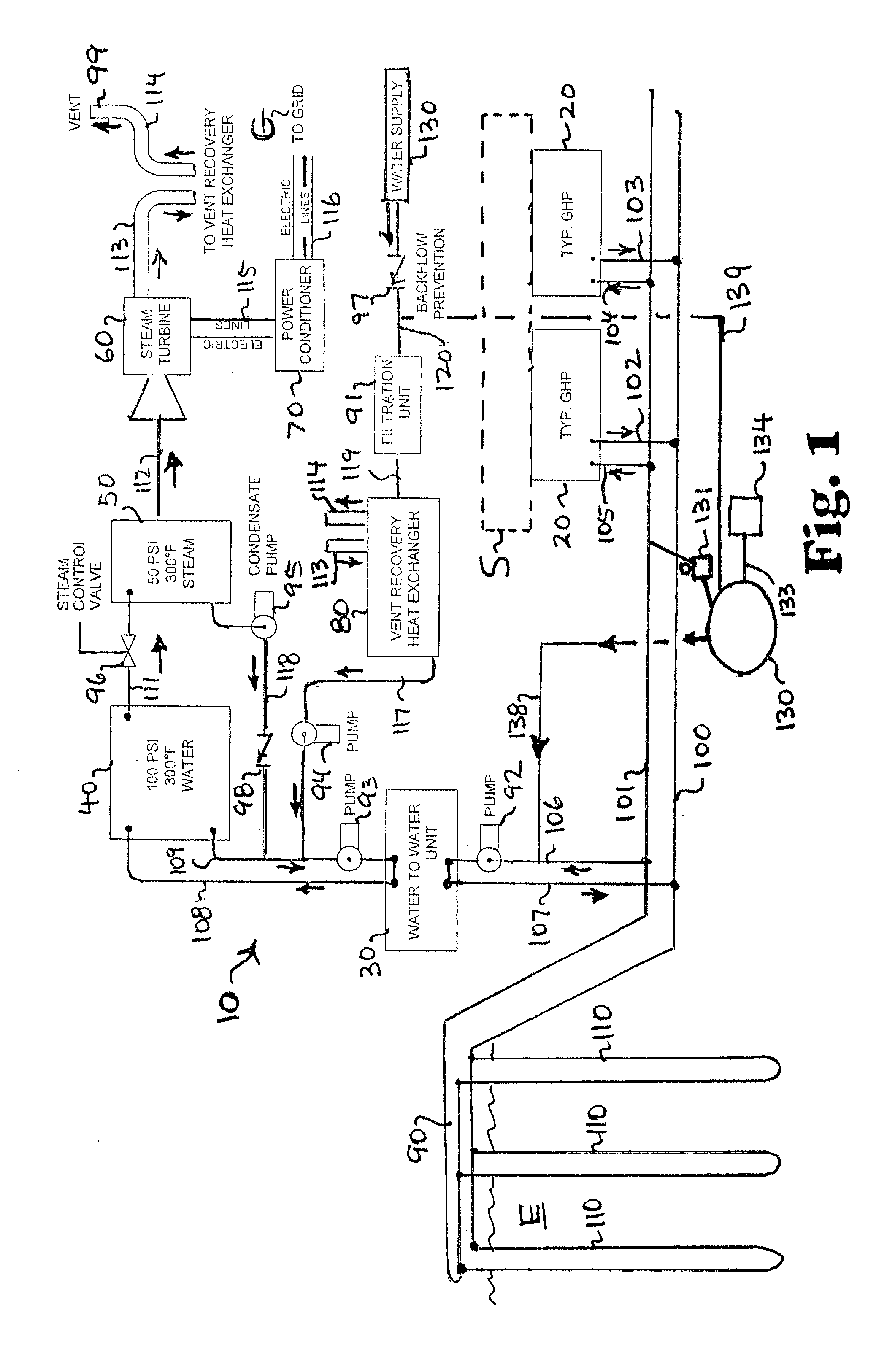 Power generation systems with earth heat transfer