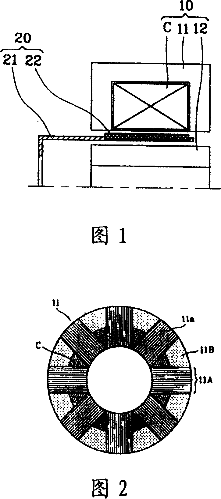 Stator structure for reciprocating motor