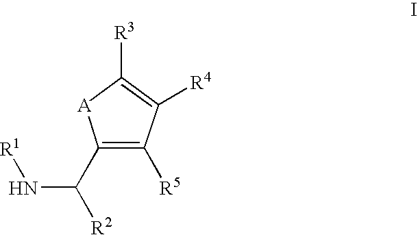 Substituted C-furan-2-yl-methylamine and C-thiophen-2-yl-methylamine compounds