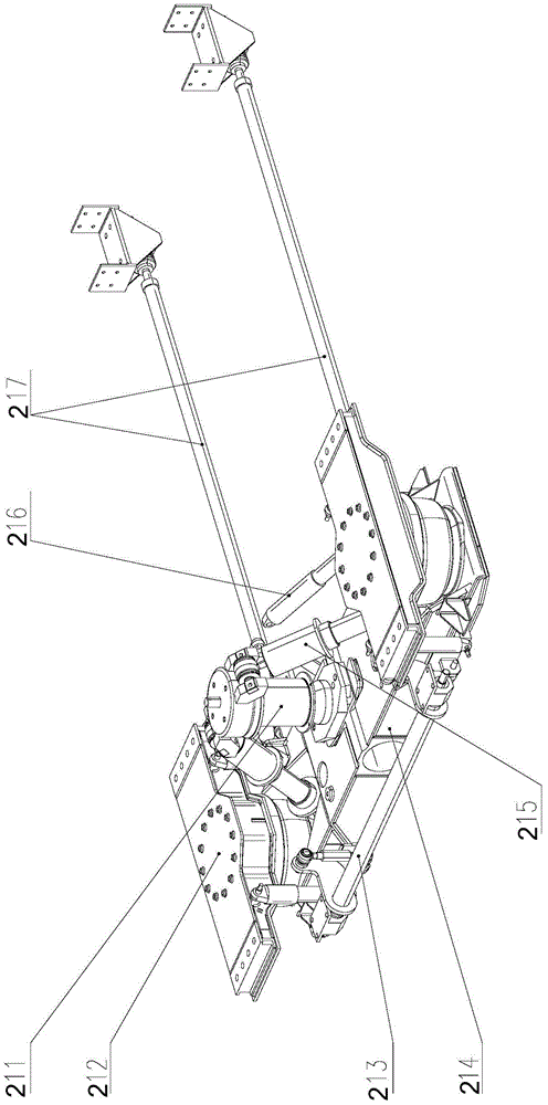 A suspended monorail train bogie