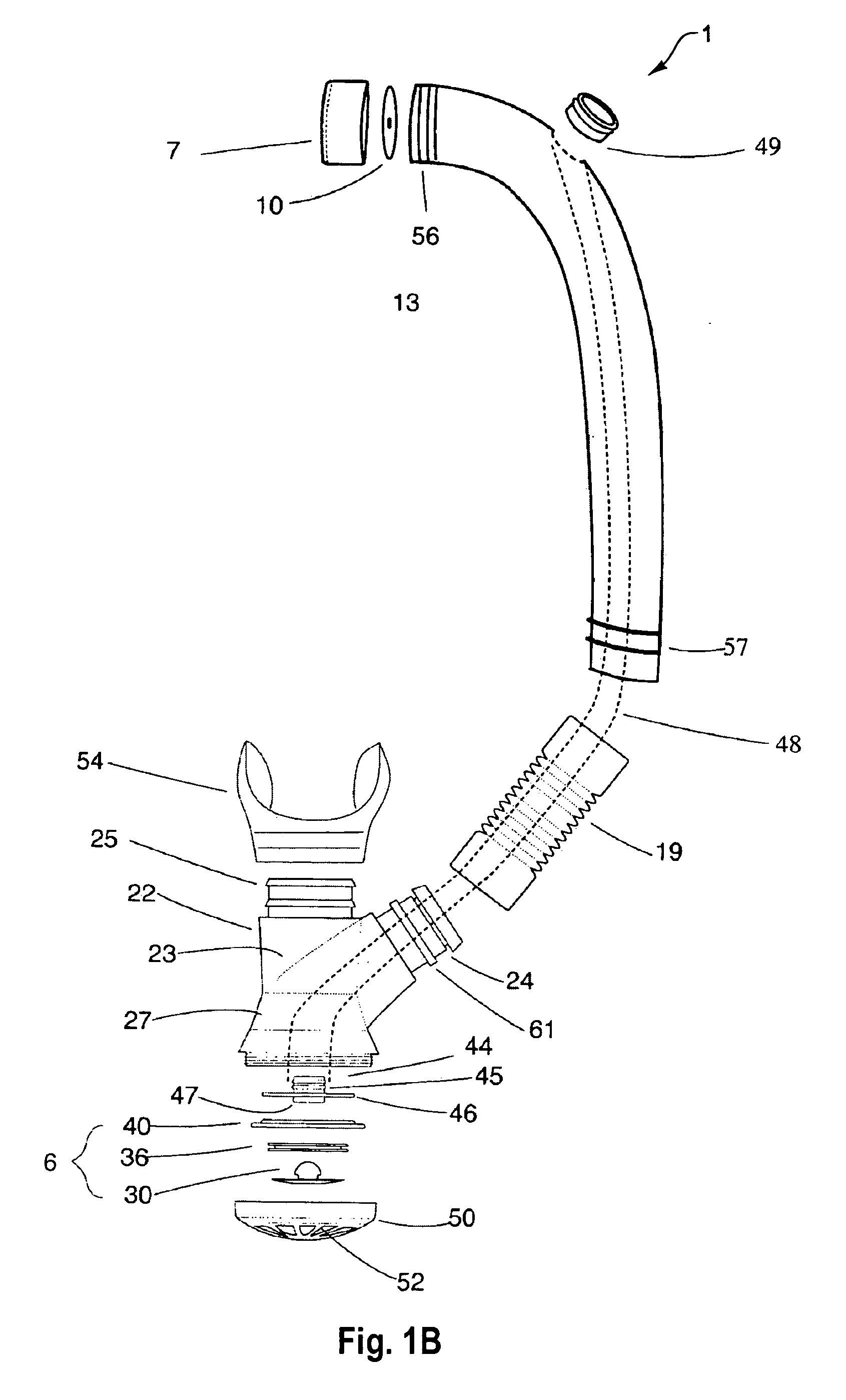 Exhalation valve for use in an underwater breathing device